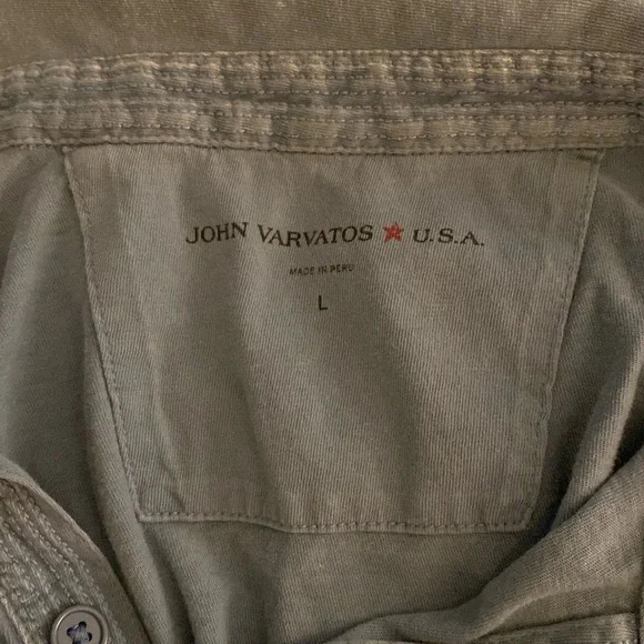 John Varvatos blue Leroy Johnny collar style 100% cotton men’s stretchy shirt - Picture 10 of 11